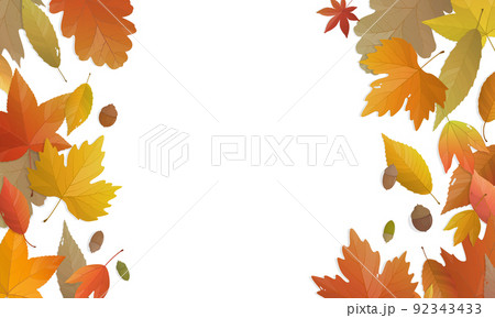 秋の背景イラスト　落ち葉のフレーム 92343433