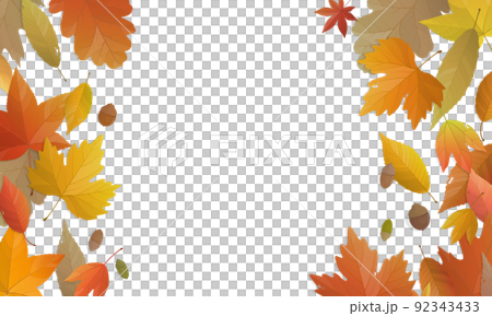 秋の背景イラスト　落ち葉のフレーム 92343433