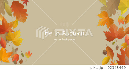 秋の背景イラスト　落ち葉のフレーム 92343449
