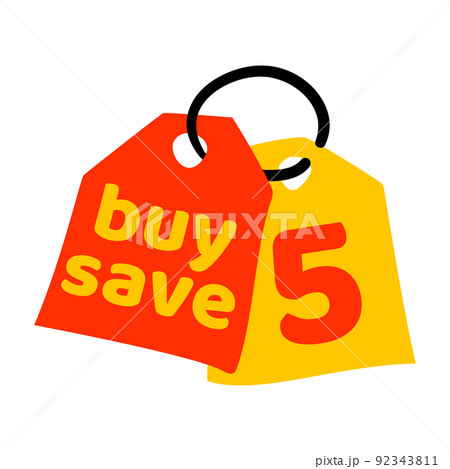 Label buy save 5, vector illustration 92343811