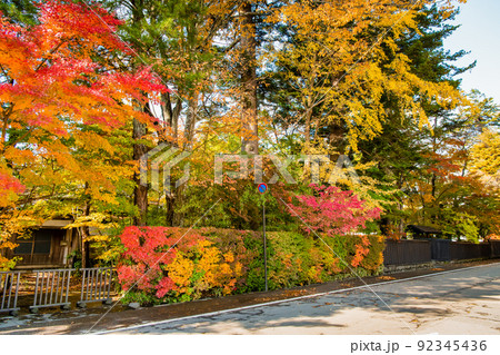 秋田県仙北市 紅葉の角館武家屋敷通り 92345436