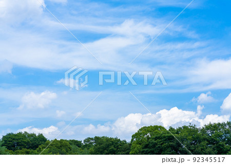 爽やかな夏空とうっすらとかかる白雲 92345517
