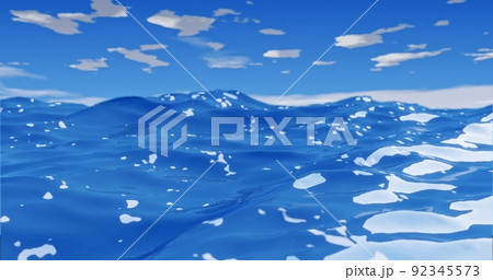 ocean waves with clear sky and sun rays on blue water 92345573