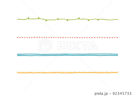 シンプルで可愛い手書きの飾り線セット 92345733