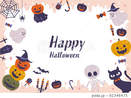 ハロウィン　カボチャとお化けの背景 92346475