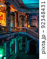 Nighttime fire-damaged old interior of St. Anne's Lutheran Church in St. Petersburg, Russia. Annenkirche, vertical photo 92348431