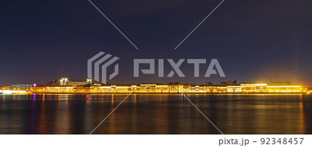 Night panorama of the Neva River and St. Petersburg, Russia. View of Kutuzov Embankment Night panorama of the Neva River and St. Petersburg, Russia. View of Kutuzov Embankment 92348457
