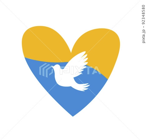 Love shape ukranian flag Dove illustration Love shape ukranian flag Dove illustration 92348580