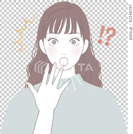 驚くロングヘアの可愛い女性 驚くロングヘアの可愛い女性 92348797