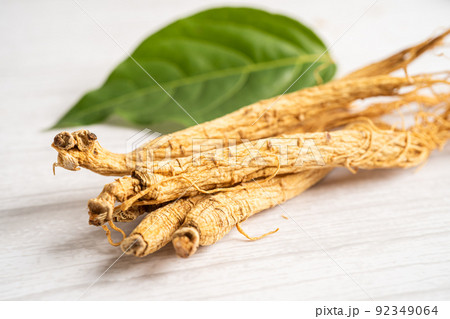 Ginseng, dried vegetable herb. Healthy food famous export food in Korea country. 92349064