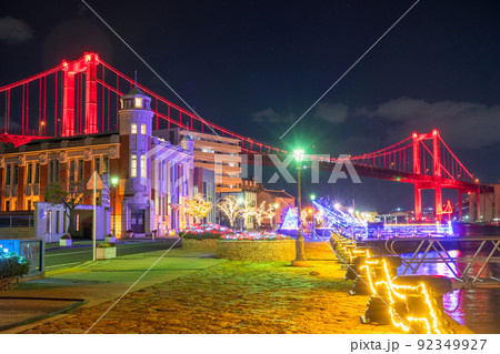 《福岡県》若戸大橋の夜景・北九州市 《福岡県》若戸大橋の夜景・北九州市 92349927