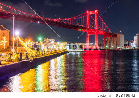 《福岡県》若戸大橋の夜景・北九州市 92349942