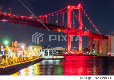 《福岡県》若戸大橋の夜景・北九州市 《福岡県》若戸大橋の夜景・北九州市 92349943