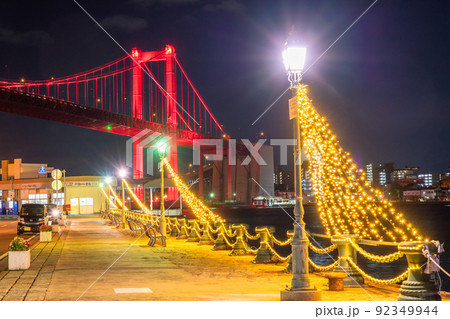 《福岡県》若戸大橋の夜景・北九州市 《福岡県》若戸大橋の夜景・北九州市 92349944