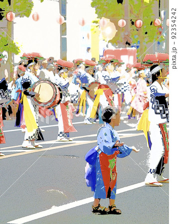 夏祭り 盛岡さんさ踊り 和太鼓のイラスト素材 [92354242] - PIXTA