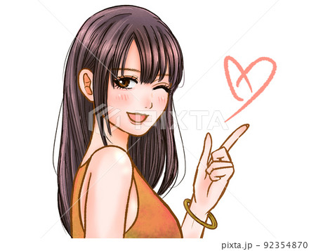 ウインクする大人っぽいお姉さんのイラスト素材のイラスト素材