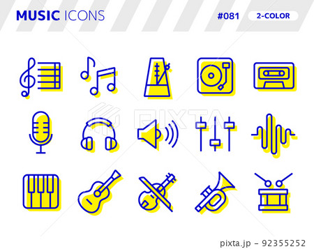 音楽に関連する2色スタイルのアイコンセット_081 音楽に関連する2色スタイルのアイコンセット_081 92355252