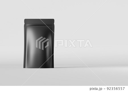 White pouch bags mockup branding light background 3D rendering. Merchandise packaging design Blank coffee beans doy pack 92356557