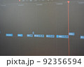 Video editing in a special program. Production on television. Computer screen, cinema, multimedia. Control panel 92356594