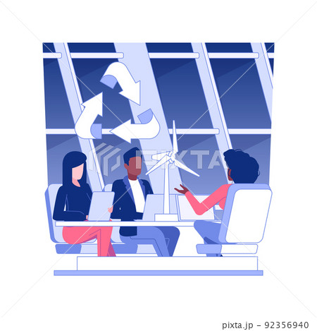 Business sustainability isolated concept vector illustration. Group of colleagues discussing new environmental project, business etiquette and responsibility, company rules vector concept. Business sustainability isolated concept vector illustration. Group of colleagues discussing new environmental project, business etiquette and responsibility, company rules vector concept. 92356940