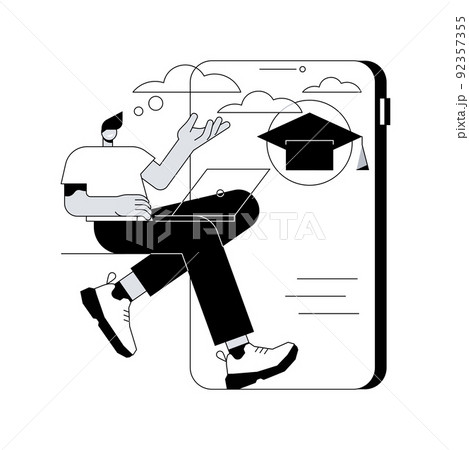 Mobile learning abstract concept vector illustration. M-learning application, portable device, educational trend, assignment, individual plan, group lesson, immediate feedback abstract metaphor. 92357355
