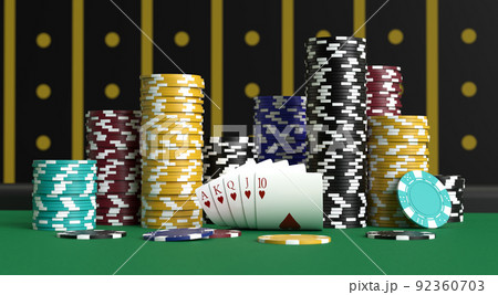 3d Rendering online poker. Poker chips, cards...のイラスト素材 [92360703] - PIXTA