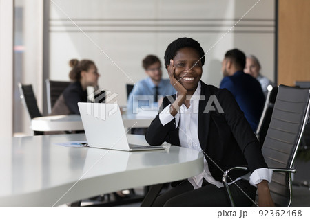 Happy young African American business woman corporate portrait 92362468