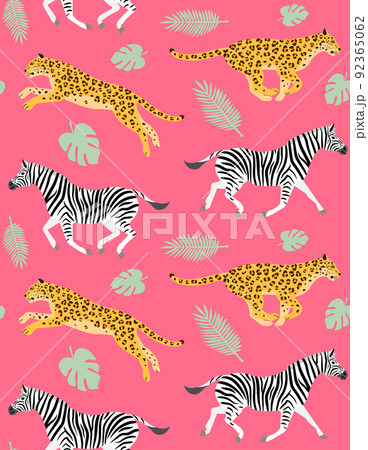 Vector seamless pattern of leopard and zebra Vector seamless pattern of leopard and zebra 92365062