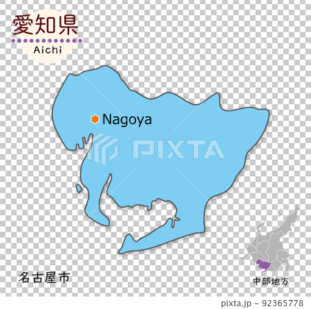 Aichi prefecture and prefectural office location, simple and cute map Aichi prefecture and prefectural office location, simple and cute map 92365778