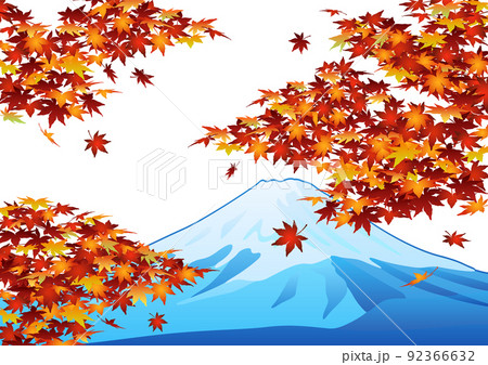 装飾背景-紅葉と富士山 92366632