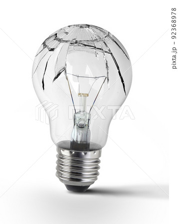 Broken bulb, isolated white background Broken bulb, isolated white background 92368978