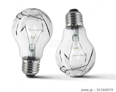 Broken bulb, isolated white background Broken bulb, isolated white background 92368979
