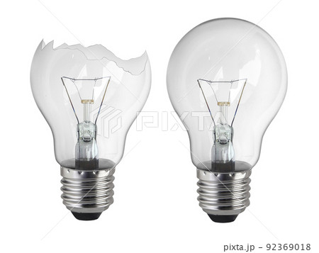 Broken light bulb isolated on white background Broken light bulb isolated on white background 92369018