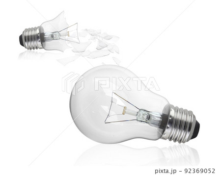 Broken light bulb isolated on white background Broken light bulb isolated on white background 92369052