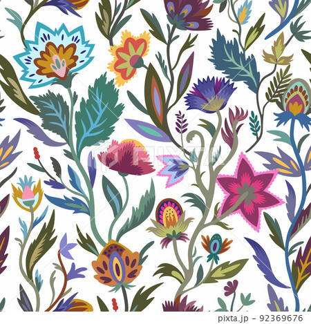 Vintage floral ornamental pattern in victorian style for decor, wallpaper, fabric design. Pastel gentle whimsical ornament 92369676