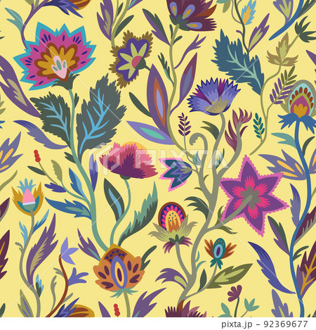 Vintage floral ornamental pattern in victorian style for decor, wallpaper, fabric design. Pastel gentle whimsical ornament 92369677