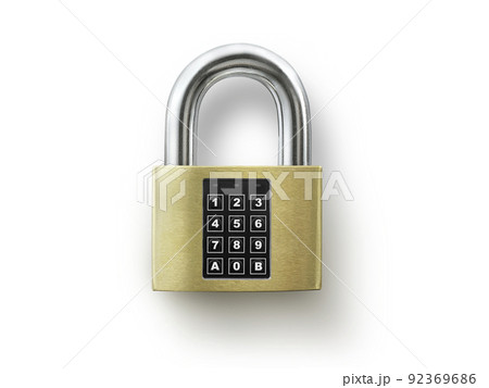 Code locked padlock on the white background. concept security 92369686