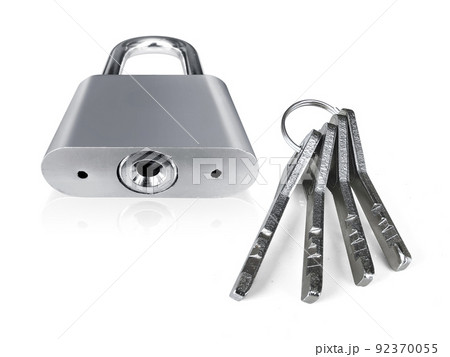 Metal padlock isolated on white background 92370055