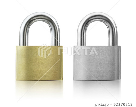 Metal padlock isolated on white background Metal padlock isolated on white background 92370215