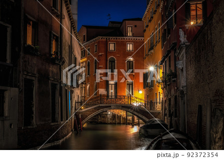 Venice canal at night Venice canal at night 92372354