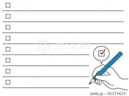 チェックシート,書く,アンケート,チェック,勉強,テスト,ビジネス,記入,解答,調べる,質問,受験, チェックシート,書く,アンケート,チェック,勉強,テスト,ビジネス,記入,解答,調べる,質問,受験, 92374615