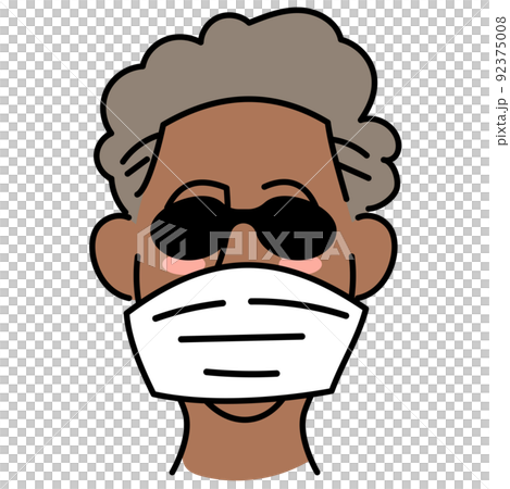 一個戴著太陽鏡和麵具的年長黑人 一個戴著太陽鏡和麵具的年長黑人 92375008