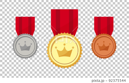 金銀銅のメダル アイコンセット ランキングのイラスト素材