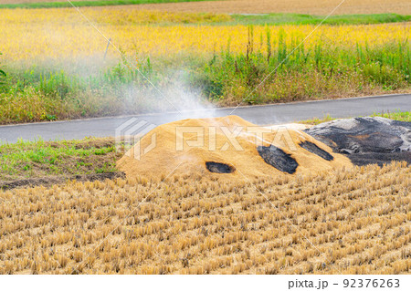 【秋素材】燻炭作り【長野県】 92376263