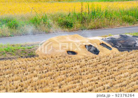 【秋素材】燻炭作り【長野県】 92376264