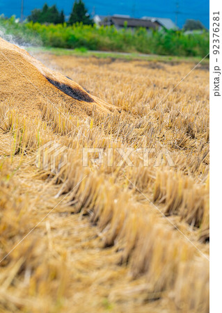 【秋素材】燻炭作り【長野県】 92376281