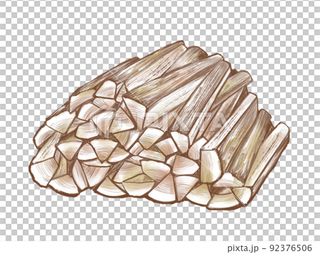 積み上げられた薪のリアルな水彩イラスト 積み上げられた薪のリアルな水彩イラスト 92376506