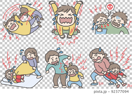導致發脾氣和橫衝直撞的孩子的插圖集 92377094
