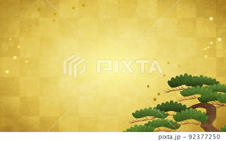 松と金箔の金屏風のベクターイラスト背景 松と金箔の金屏風のベクターイラスト背景 92377250