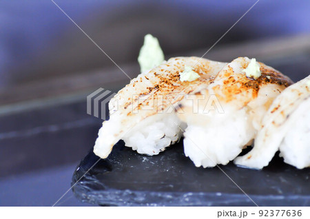 sushi or engawa sushi or fish sushi, rice topped with engawa or fish rolls sushi or engawa sushi or fish sushi, rice topped with engawa or fish rolls 92377636